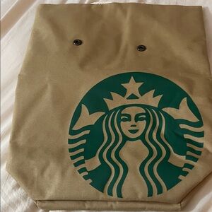 Starbucks Beige canvas Tote with Green Logo